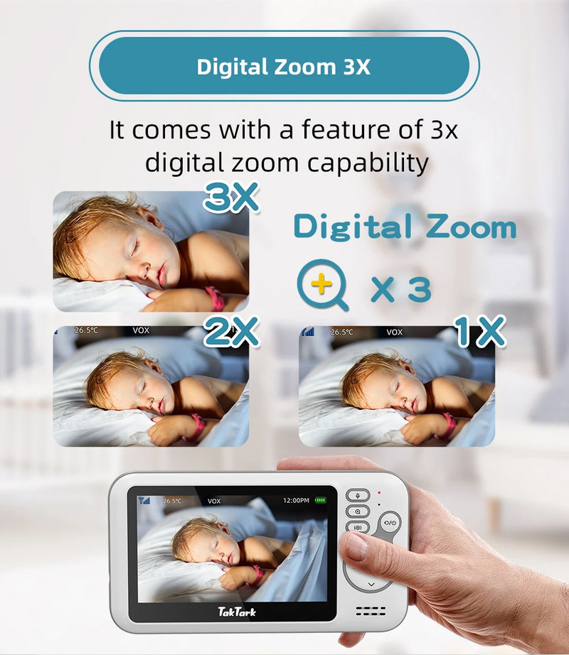 4.3 Inch Video Baby Monitor With Digital Zoom Surveillance Camera Auto Night Vision Two Way Intercom Babysitter Security Nanny