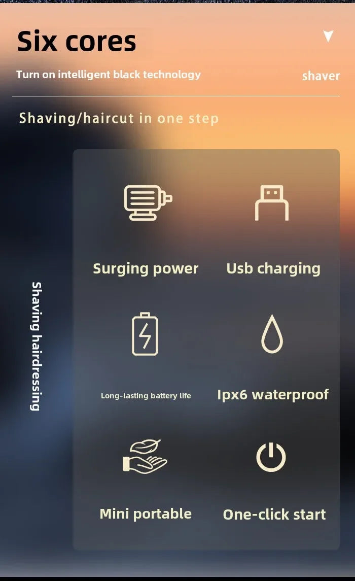 Kemei KM-1536 Men's Electric Shaver - Portable USB Rechargeable Trimmer,Waterproof Travel-Friendly with Reciprocating Razor Head