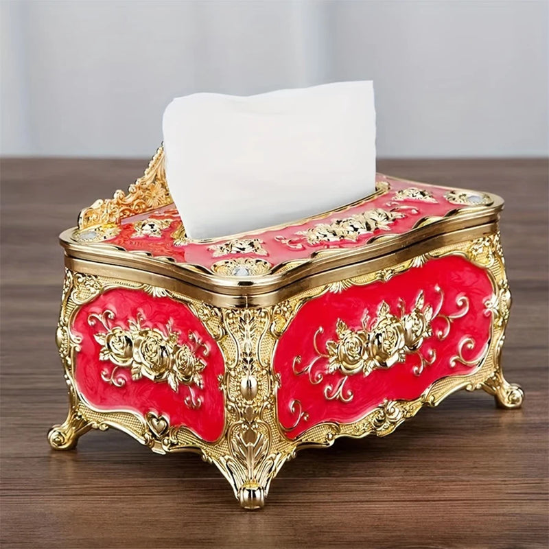 European Style Tissue box, High-end Hotel Restaurant Napkin Extraction Box, Living Room Desktop Paper Extraction Storage Box