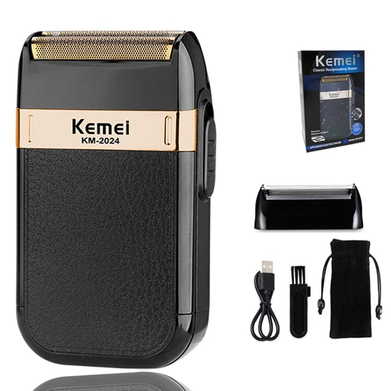 Kemei KM-2024 Professional Men's Shaving Machine USB Charging Electric Shaver Waterproof Beard Trimmer Hair Trimmer Machine