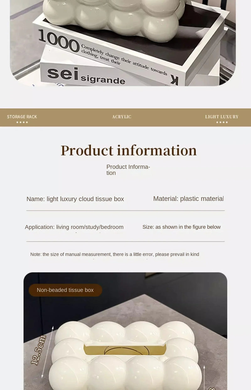 Cloud Design Tissue Boxes Storage Napkin Holder Paper Case Organizer Ornament Craft Desktop Tissue Holder Kitchen Tissue Box