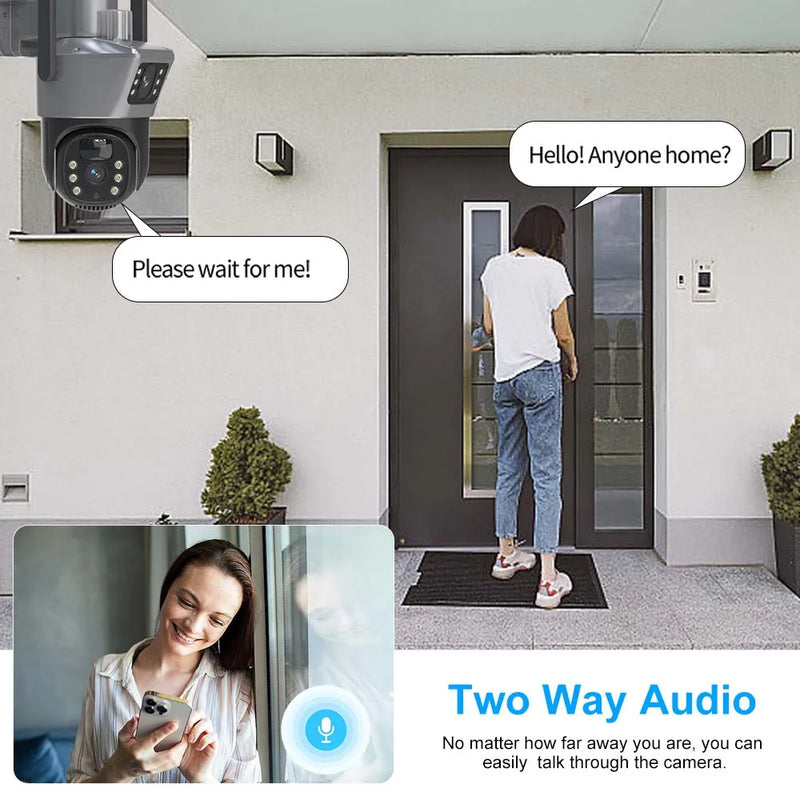 8MP 4K WiFi Solar Camera Outdoor Wireless CCTV Surveillance Camera With Solar Panel Dual Lens PTZ IP Cam Security Protection