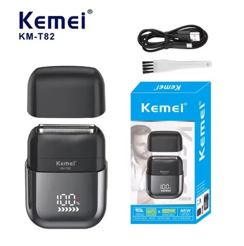 Kemei T82 Professional Waterproof Electric Shaver Rechargeable Shaving Machine for Men Digital Display Beard Trimmer Mini Razor