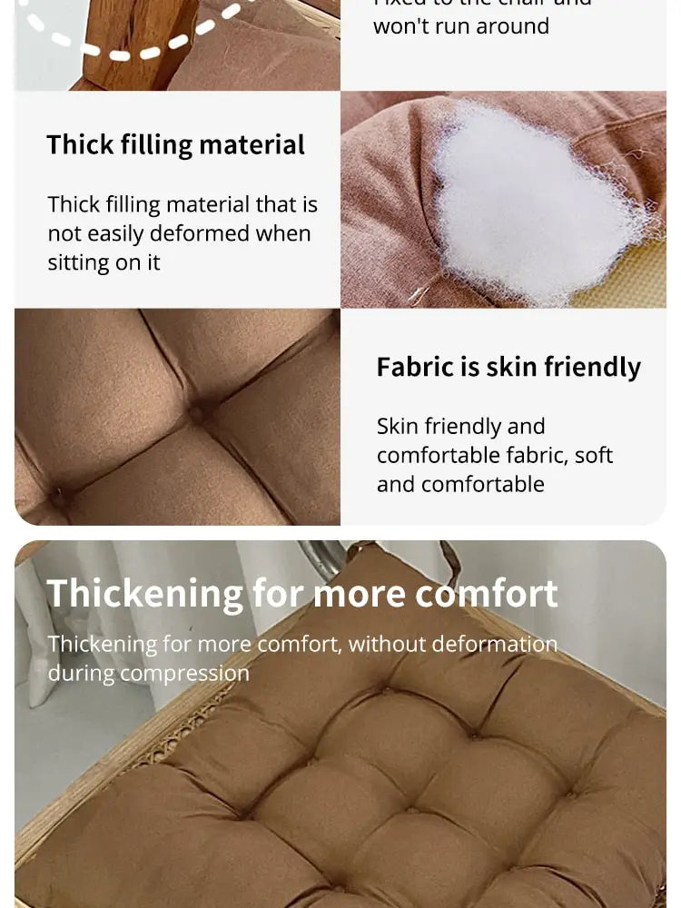 Linen Cushion Pearl Cotton Square Stool Backrest Pillow Home Office Computer Chair Protective Mat Seat Pad Buttocks Chair Mat