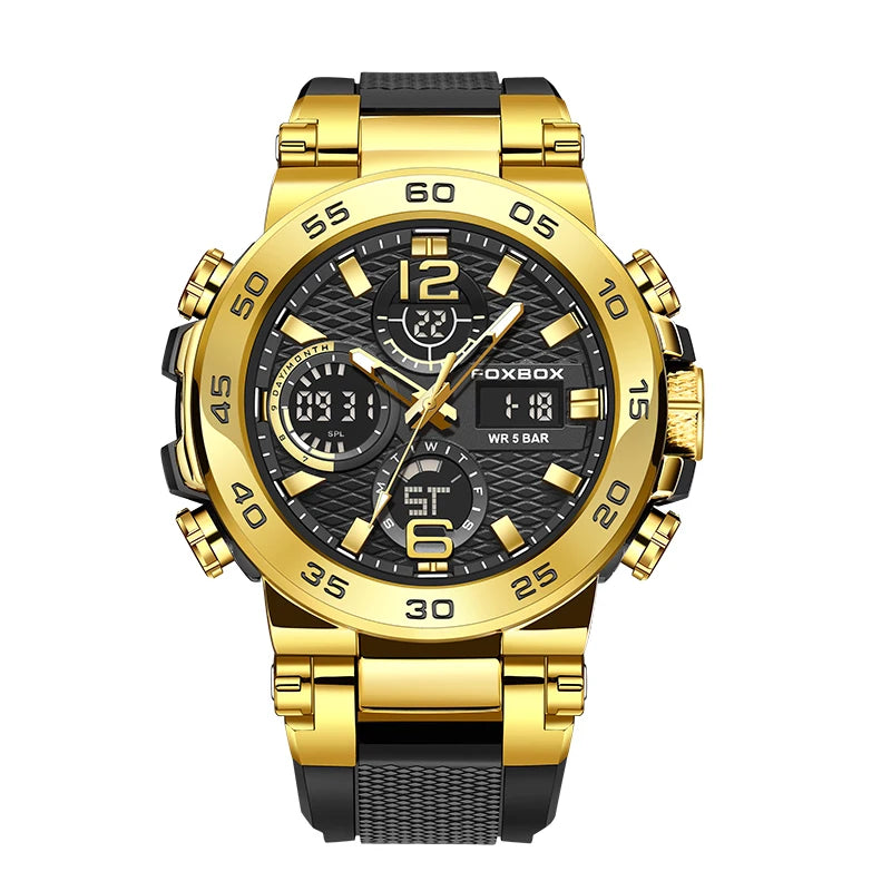 LIGE New Watches For Men 50M Waterproof Clock Alarm reloj hombre LCD Dual Display Wristwatch Quartz Military Sports Mens Watch