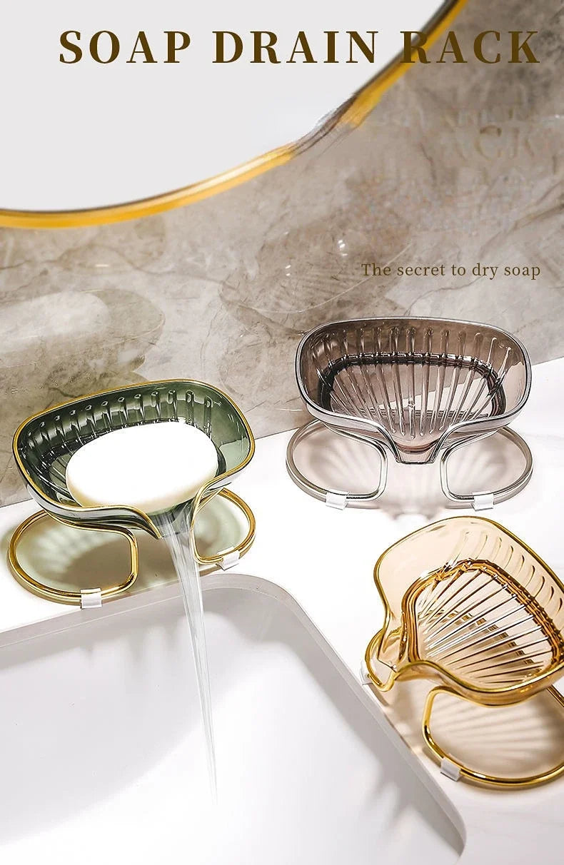 Bathroom Soap Dish Light Luxury Toilet Shower Soap Holder with Drain Water Soap Storage Case Tray Container Bathroom Gadgets