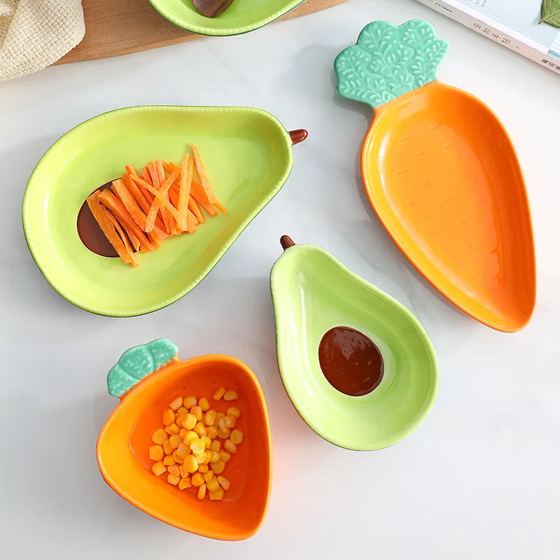 Creative Ceramic Salad Plate Small Avocado Carrot Dish Dessert Bowl Fruit Salad Serving Plate