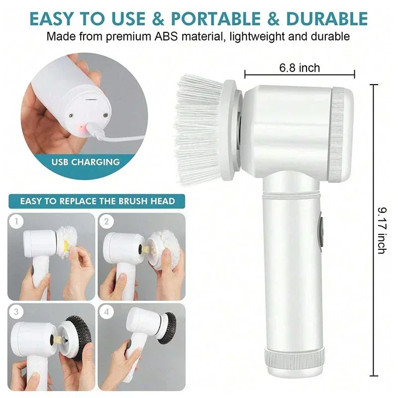Xiaomi 5 in 1 Powerful Electric Cleaning Brush Spin Scrubber Brush Deep Cleaning with 5 Replaceable Heads For Bathroom Kitchen