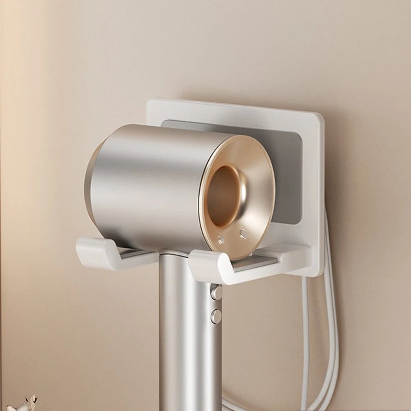 Suporte de secador de cabelo de parede compatível com organizador de metal com almofada antiderrapante, organizador de acessórios para prateleiras de banheiro de quarto