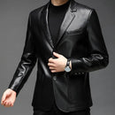 Men Jacket with Button Decoration Stylish Lapel Collar Men's Jacket with Button Cuffs Pocket Faux for Outdoor for Extended