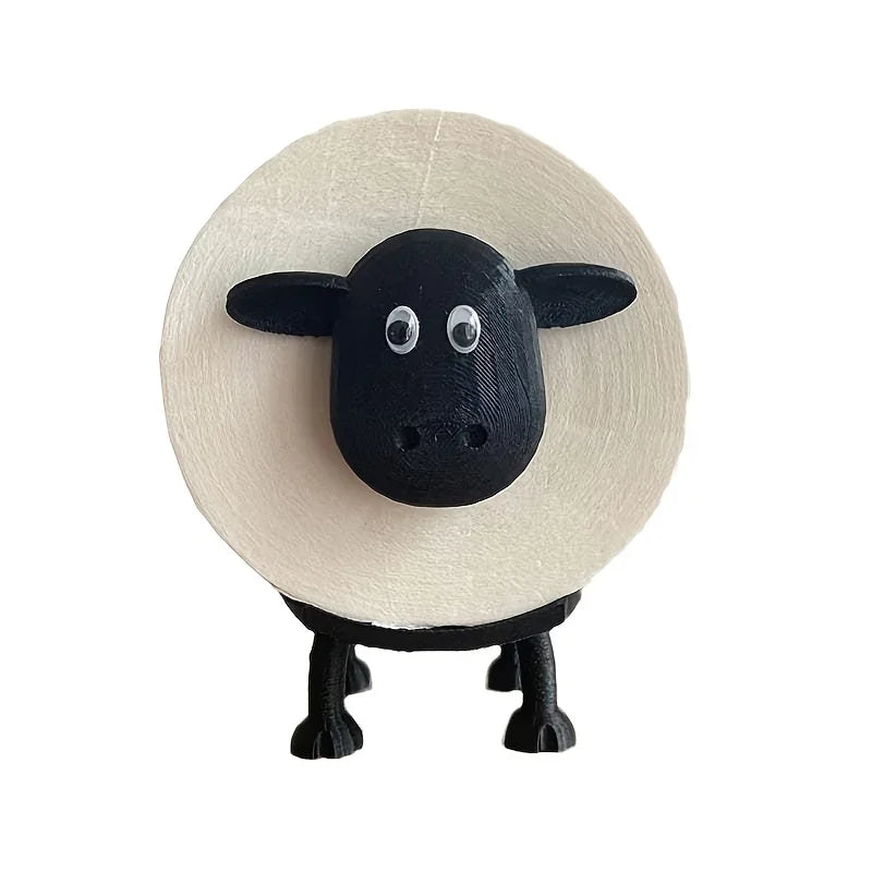 1pcs Sheep Toilet Roll Holder - Funny Toilet Paper Holder Free Standing Bathroom Set - 3D Printed Black Sheep Loo Roll Holder