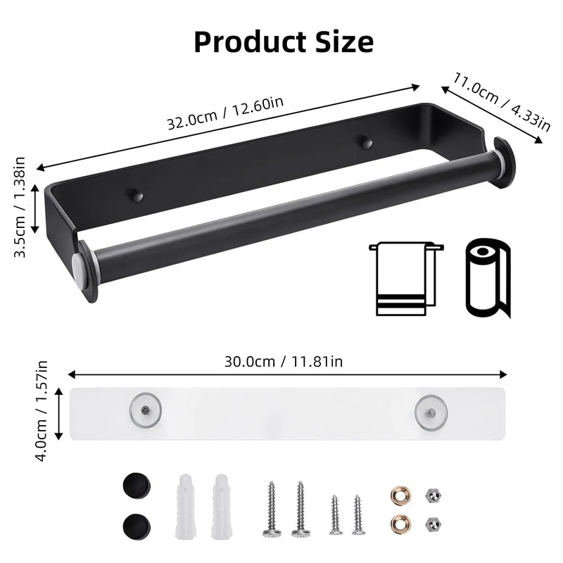 Under Cabinet Paper Towel Holder Plastic Wrap Storage Holder Wall Mounted Paper Towel Holder for Kitchen or Bathroom