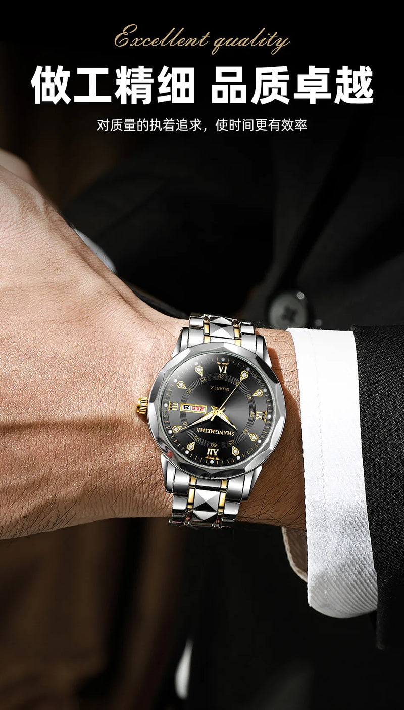 High-grade waterproof luminous new men's watch steel belt quartz watch live burst male wristwatch men watch