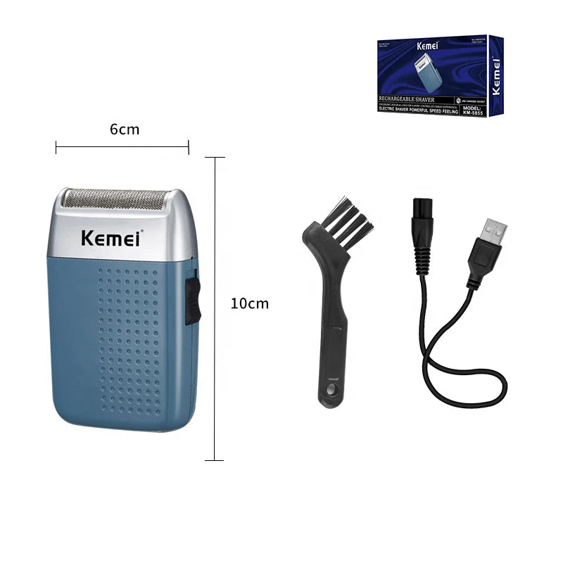 Kemei Mobile Electric Foil Shaver Mini Rechargeable Cordless Travel Razor Portable One Blade Wet and Dry Shaving Machine for Men