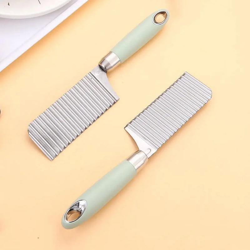 Crinkle Fry Cutter Potato Slicer French Fry Cutter Stainless Steel Long Handle Food Chopper Vegetable Chopping Tools Kitchen