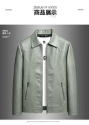 2025 new men's trendy coat leather jacket, PU jacket, black, light green optional, Asian size M-7XL