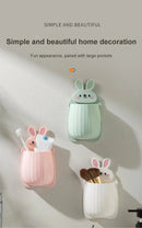 1pc Cute Rabbit Storage Rack No Punching Marking Required Makeup Brush Storage Box Bathroom Wall Mounted Toothbrush Holder