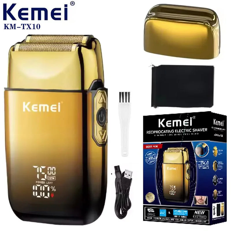 Kemei TX10 Electric Shaver Hair Rechargeable Facial & Beard Foil Razor For Men Bald Head Shaving For Men Machine Barber
