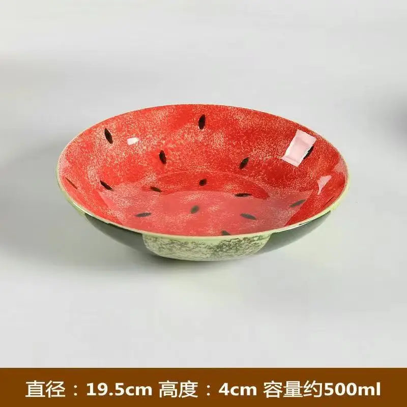 Watermelon Ceramic Plate Home Ramen Bowl Cute Hand-painted Tableware Kitchen Accessories Underglaze Color Fruit Vegetable Plates