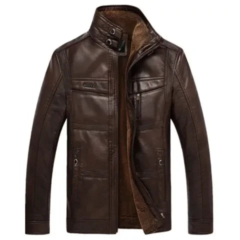 Leather Jacket Men Coats 2024 Brand High Quality PU Outerwear Men Business Winter Faux Fur Male Jacket Fleece