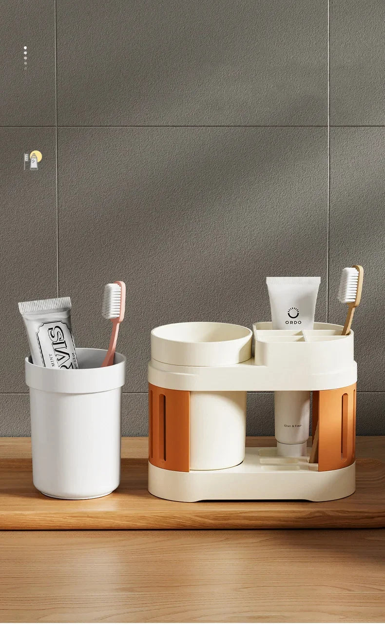 New Bathroom Toothbrush Toothpaste Shelf Simple Advanced All-in-one Toothbrush Mouthwash Cup Bathroom Wash Set Cup Holder