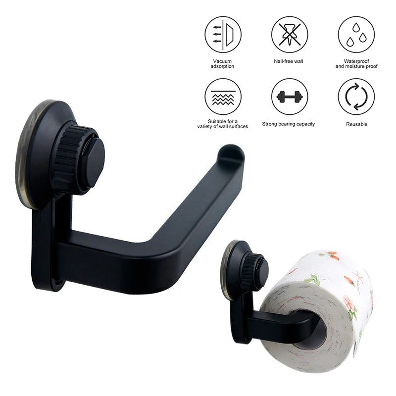 Suction Cup Toilet Paper Holder Wall Mount No Punching High Quality ABS Tissue Towel Roll Dispenser Bathroom Kitchen Accessories