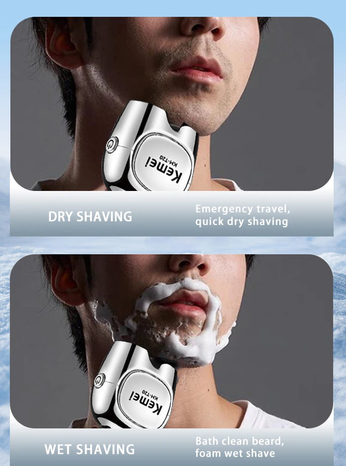 Kemei KM-T20 Mini Men Electric Shaver IPX6 Waterproof Travel Portable Beard Trimmer USB Charging Dry Or Wet Shaver Machine Razor