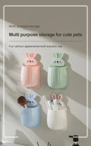 1pc Cute Rabbit Storage Rack No Punching Marking Required Makeup Brush Storage Box Bathroom Wall Mounted Toothbrush Holder